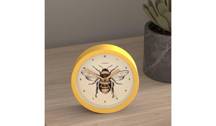 Jones Clocks alarm clock bee design yellow 12cm (British brand)