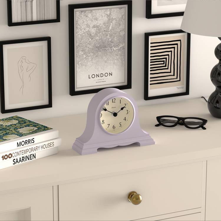 Jones Clocks Speakeasy mantel clock lavender (British brand)