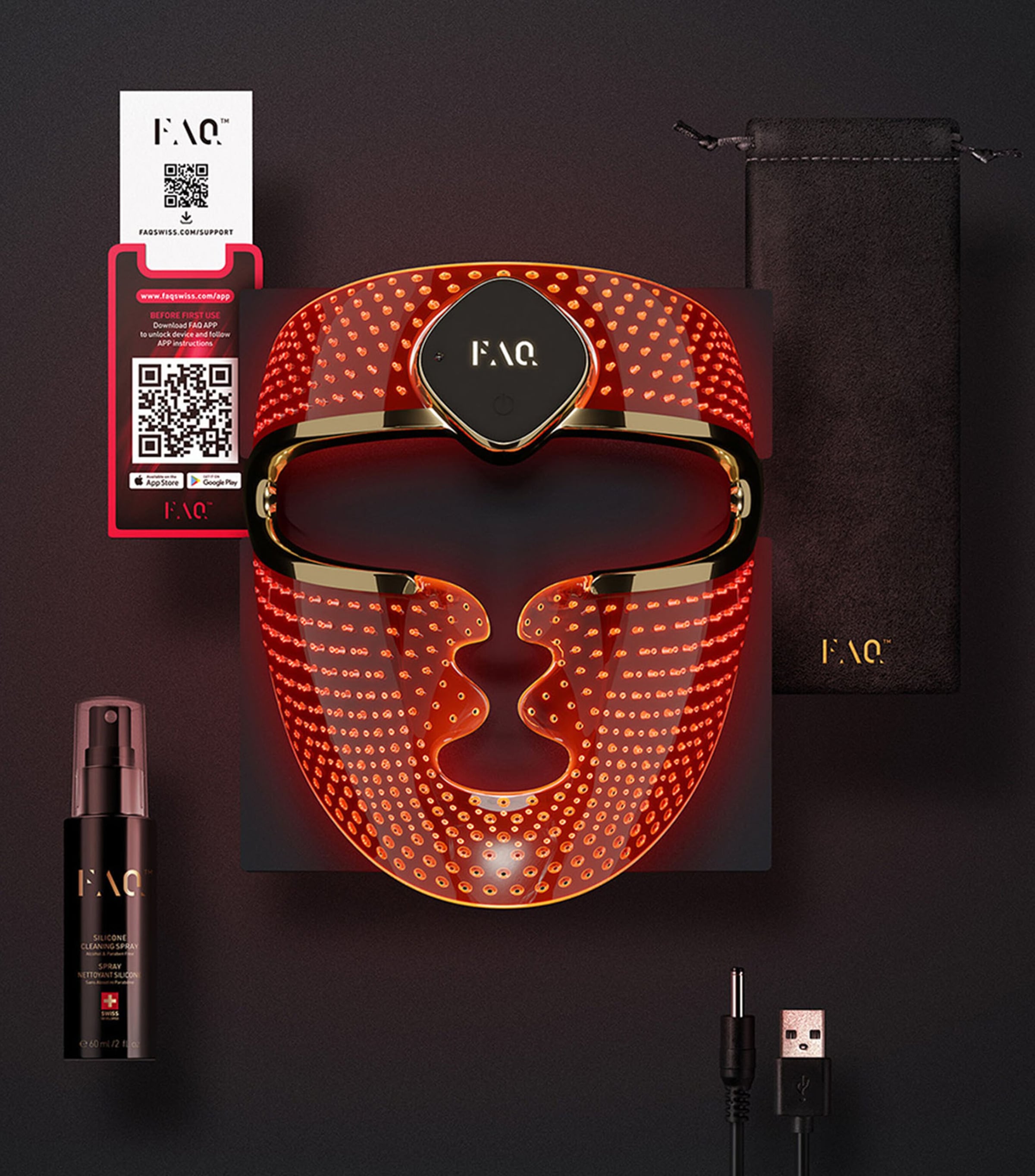 FAQ 202 wireless silicone LED face mask with NIR technology - British product