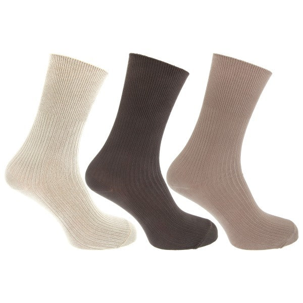 Mens Bamboo Viscose Socks (Pack Of 3) (UK Shoe 6-11) GOODS Superdrug Cream/Brown/Beige  