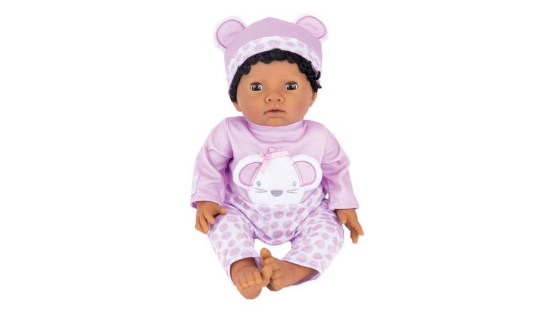 Tiny Treasures baby doll in purple mouse outfit 44cm, UK version
