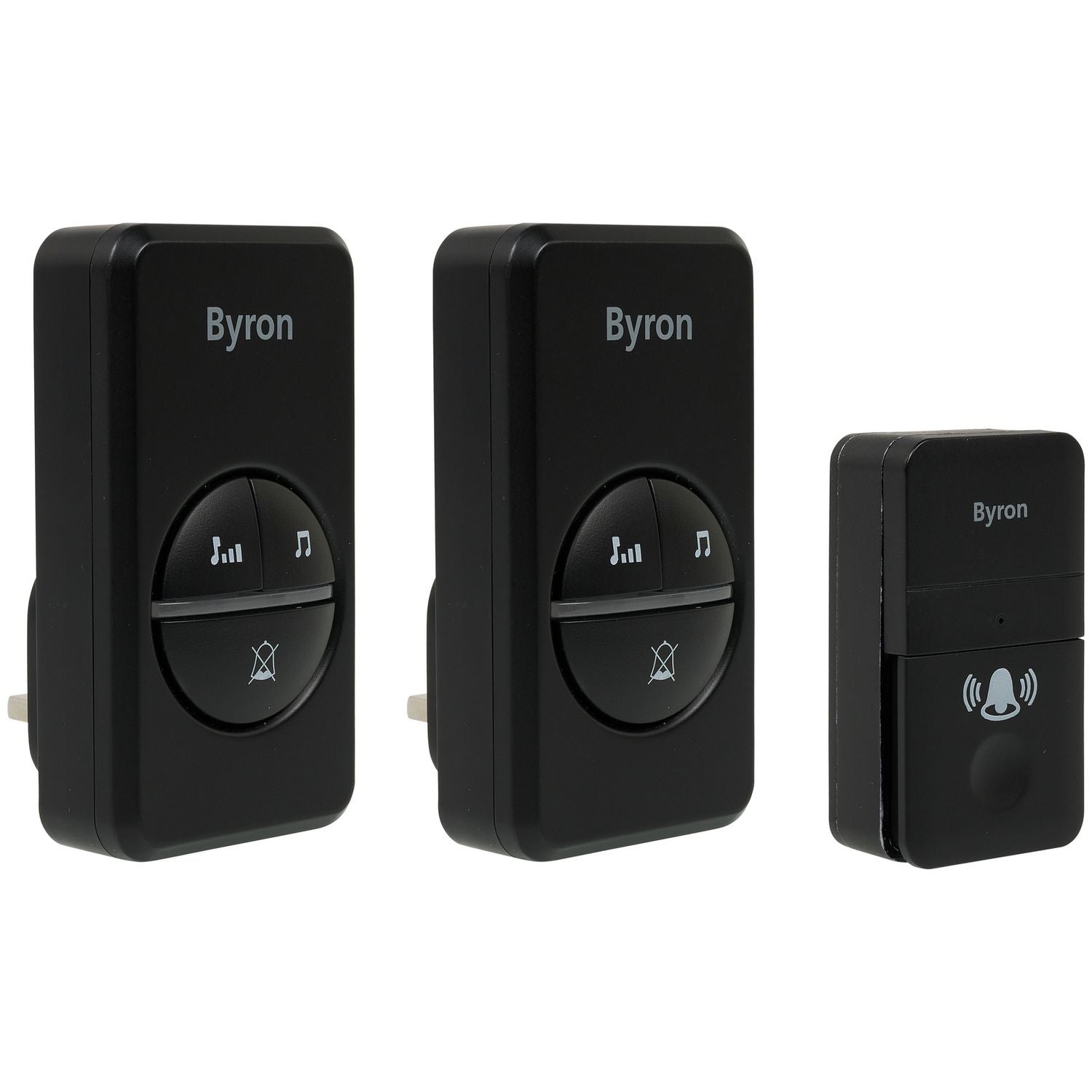 Byron plug-in doorbell twin pack black 100m range, UK version