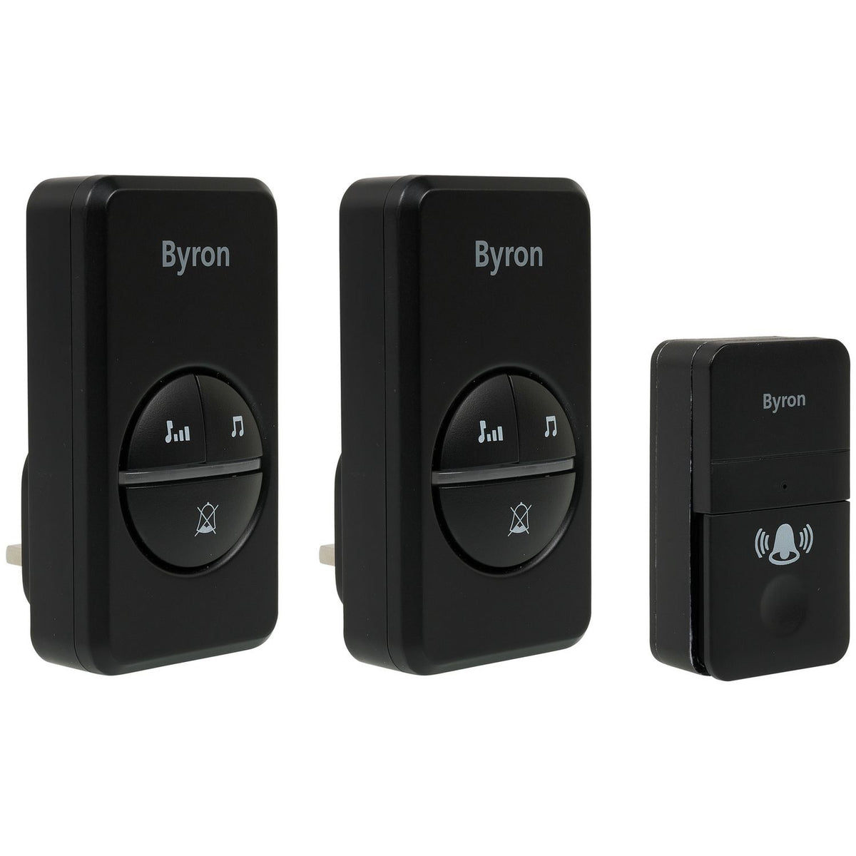 Byron plug-in doorbell twin pack black 100m range, UK version