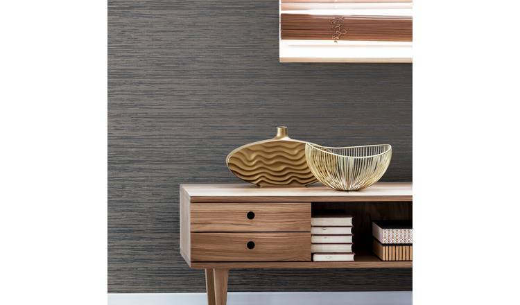 Boutique dark grey gilded texture wallpaper - (British brand)
