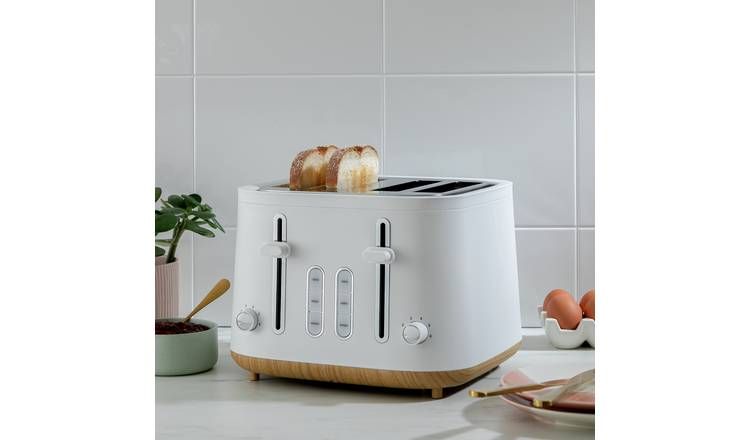 Cookworks T3225BE Scandi Style 4 Slice Toaster - White GOODS Argos