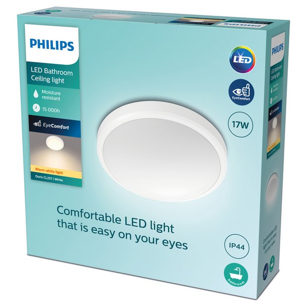 Philips white integrated LED bathroom ceiling light 31.3cm - British product