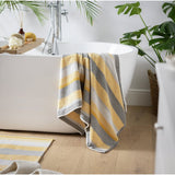 Habitat horizontal stripe hand towel mustard 90x50cm, UK version