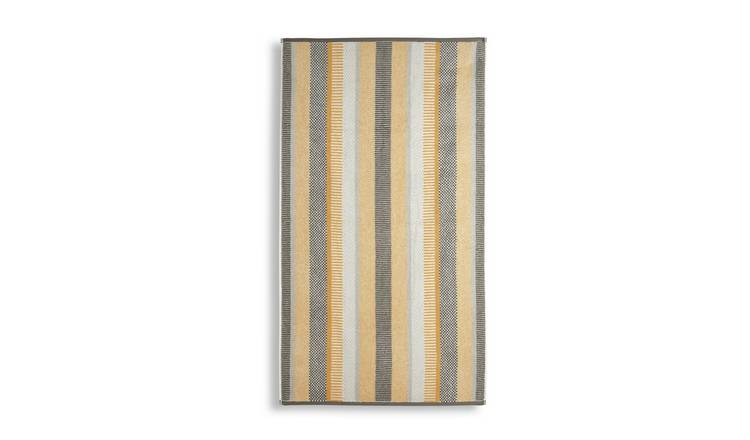 Habitat horizontal stripe hand towel mustard 90x50cm, UK version