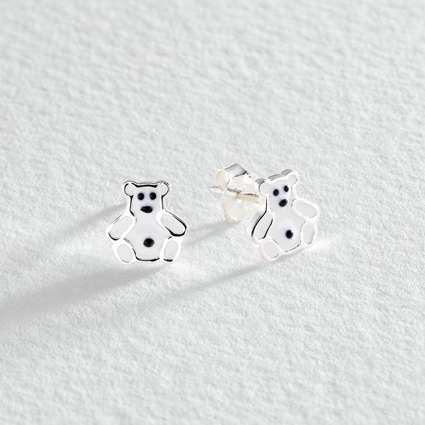 Revere enamel polar bear stud earrings sterling silver (British brand)