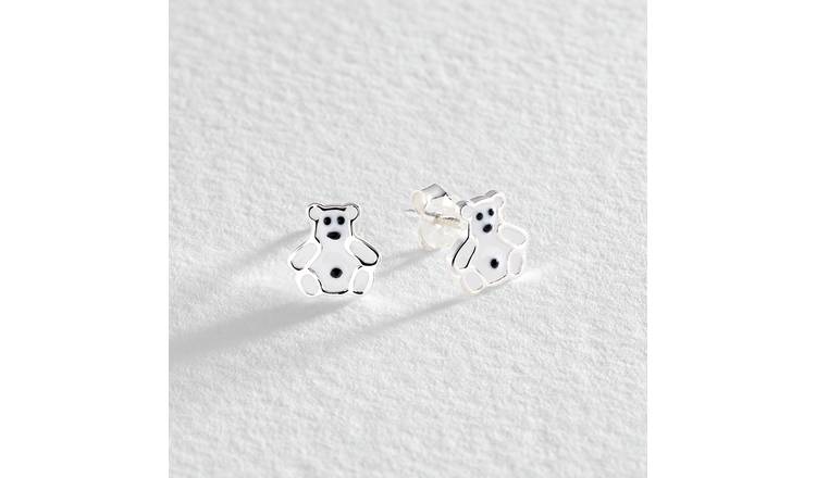 Revere enamel polar bear stud earrings sterling silver (British brand)