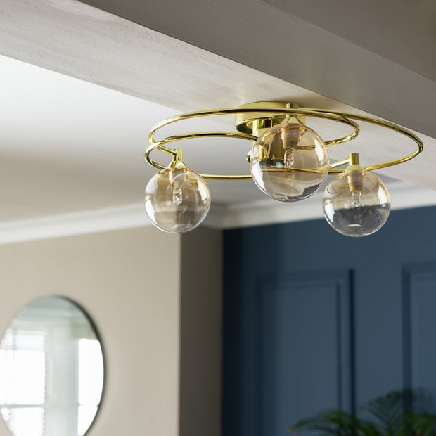 Argos Home ombre glass brass ceiling light 40cm (British brand)