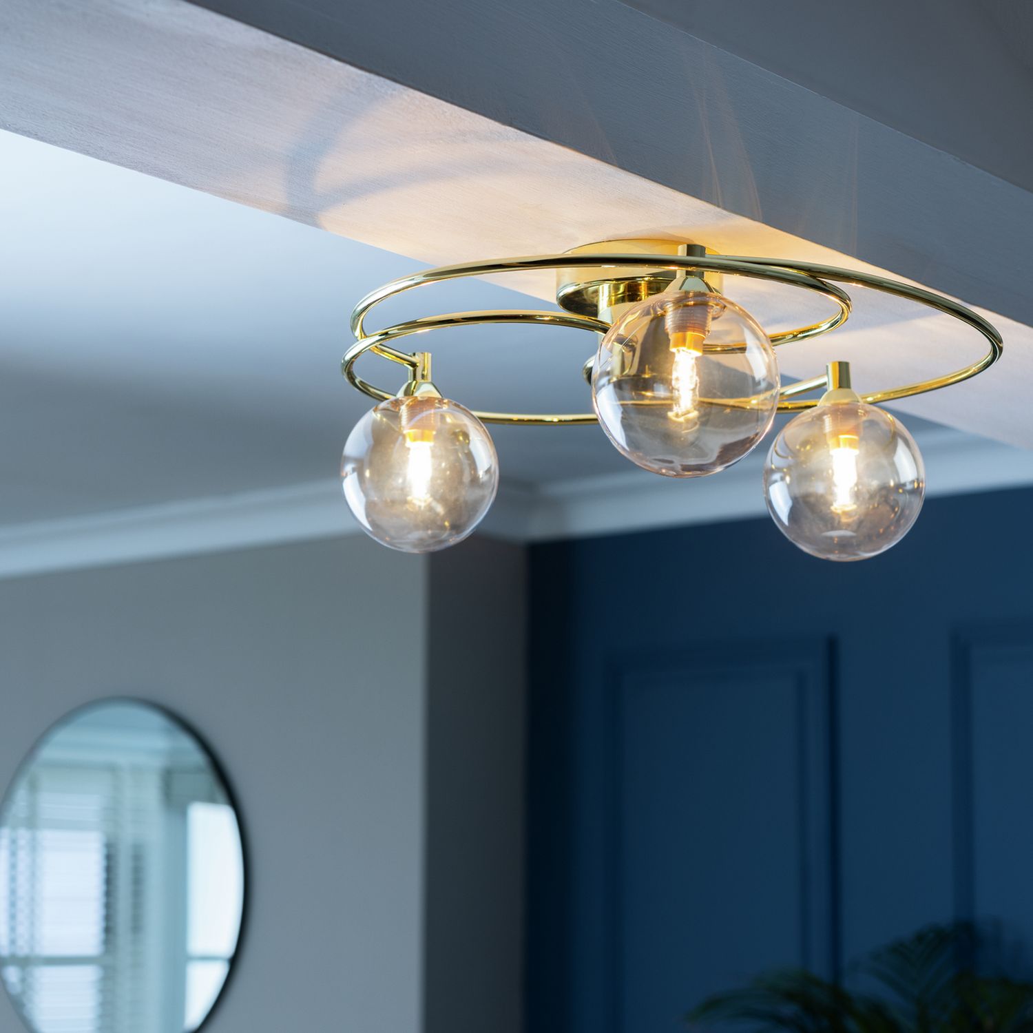 Argos Home ombre glass brass ceiling light 40cm (British brand)