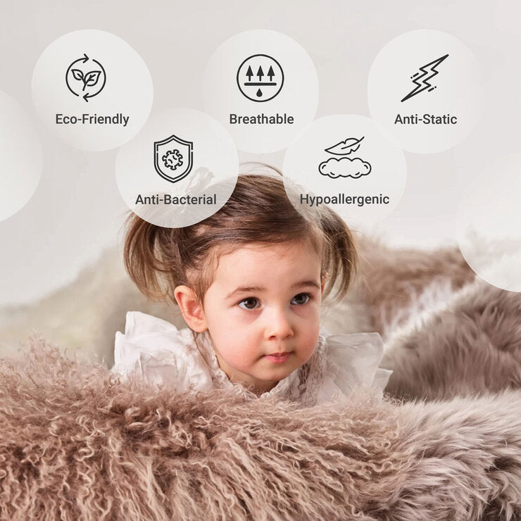 Naturally Sheepskins Mongolian sheepskin cushion 50x50cm Mocha, imported from the UK