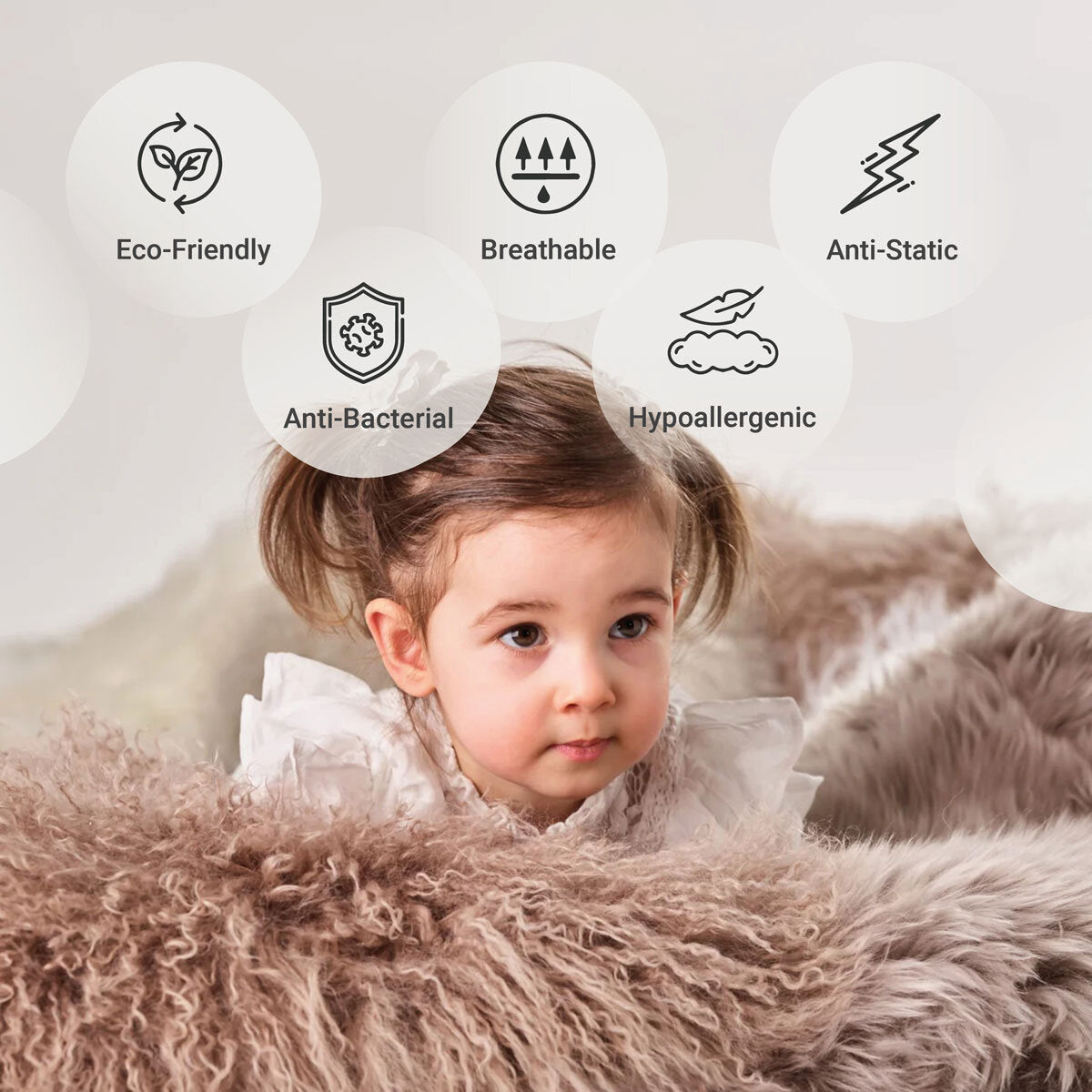 Naturally Sheepskins Mongolian sheepskin cushion 50x50cm Mocha, imported from the UK