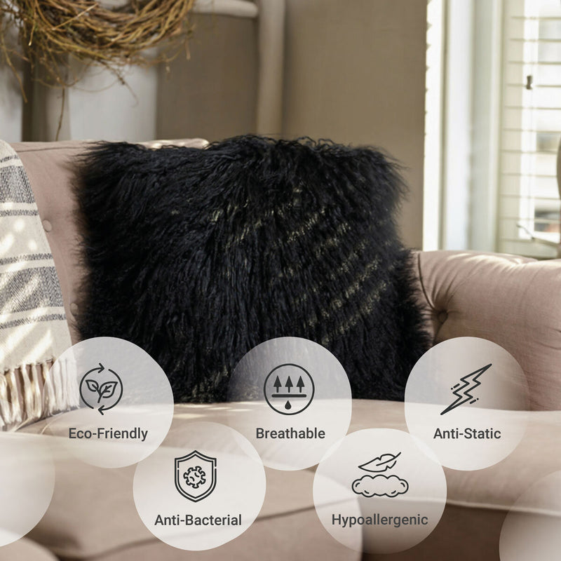 Naturally Sheepskins black cushion 50x50 cm (British brand)