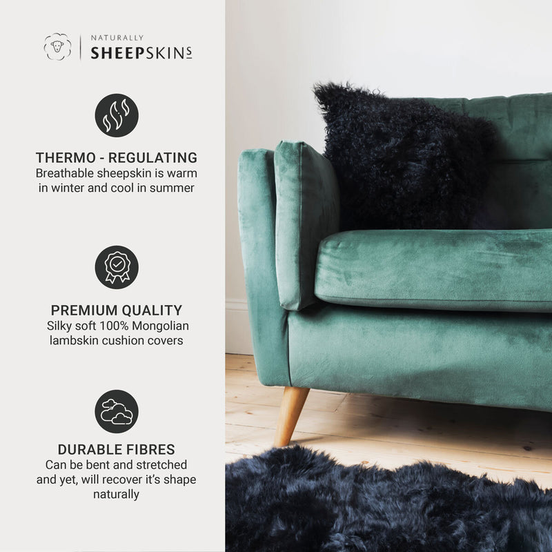 Naturally Sheepskins black cushion 50x50 cm (British brand)