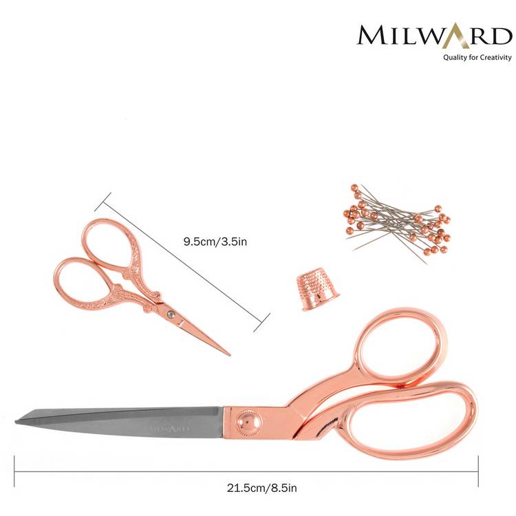 Milward Scissors Set dressmaking and embroidery scissors rose gold - British product