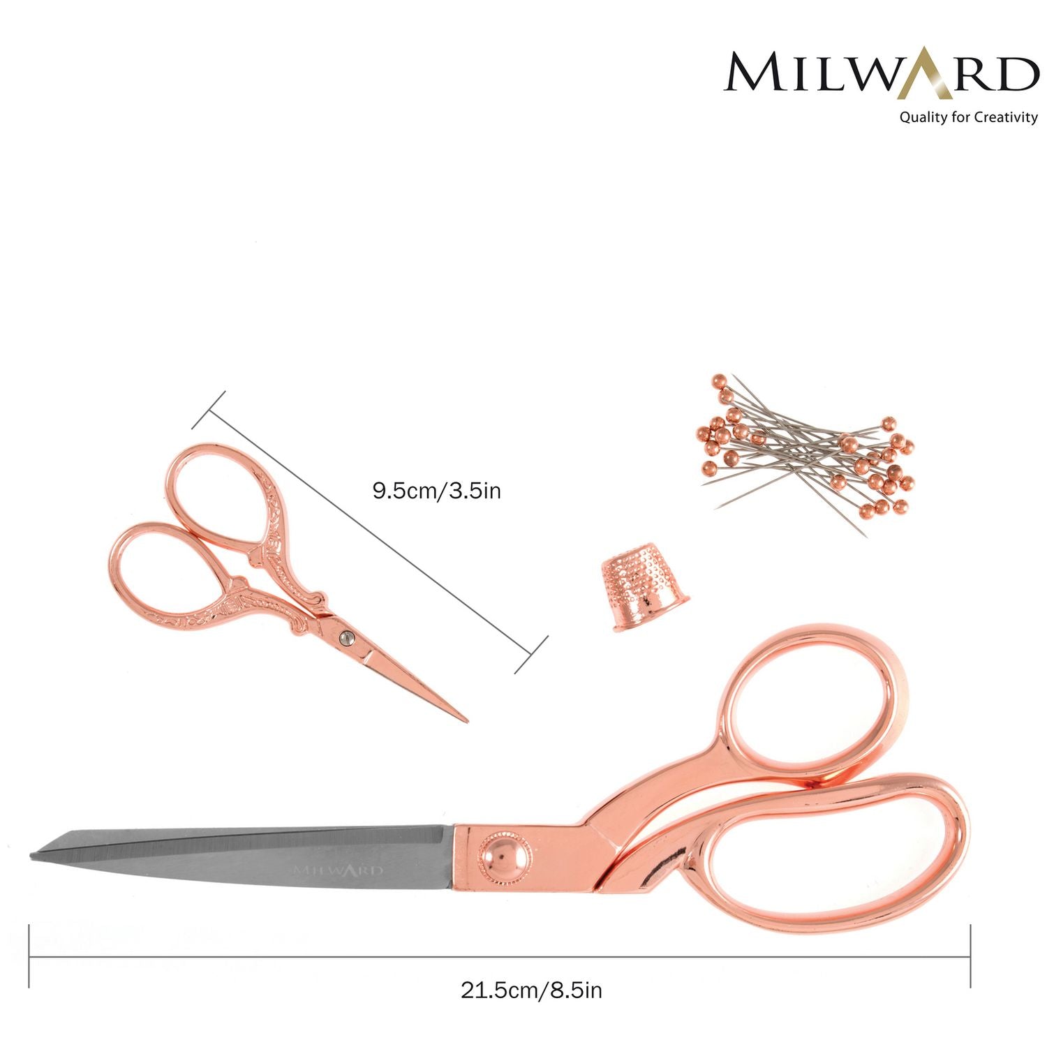 Milward Scissors Set dressmaking and embroidery scissors rose gold - British product