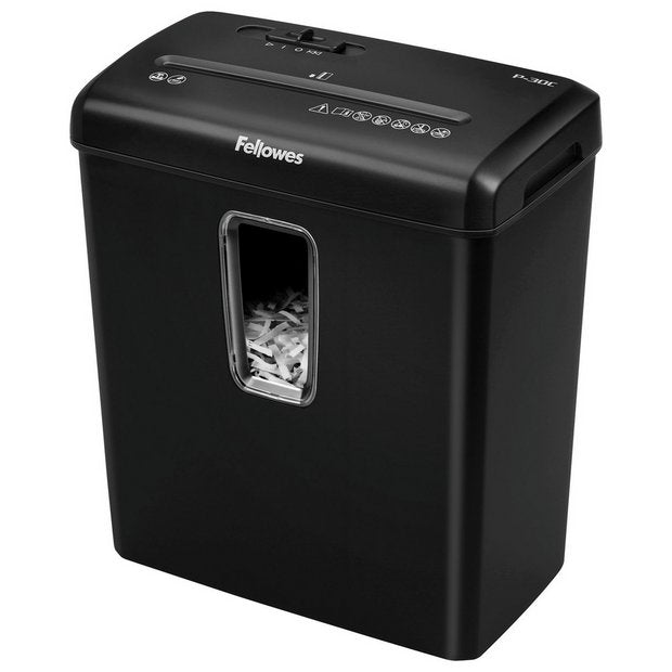 Fellowes P-30C cross cut paper shredder 15 litre, UK version