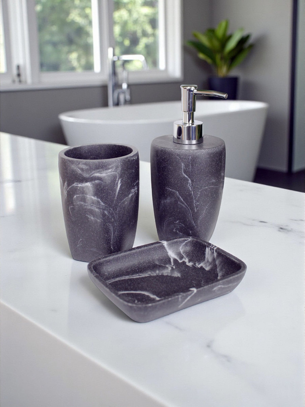 Showerdrape Grey Octavia 3 Piece Bathroom Accessory Set