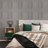 Fresco Wood Panel Grey Wallpaper roll, UK version
