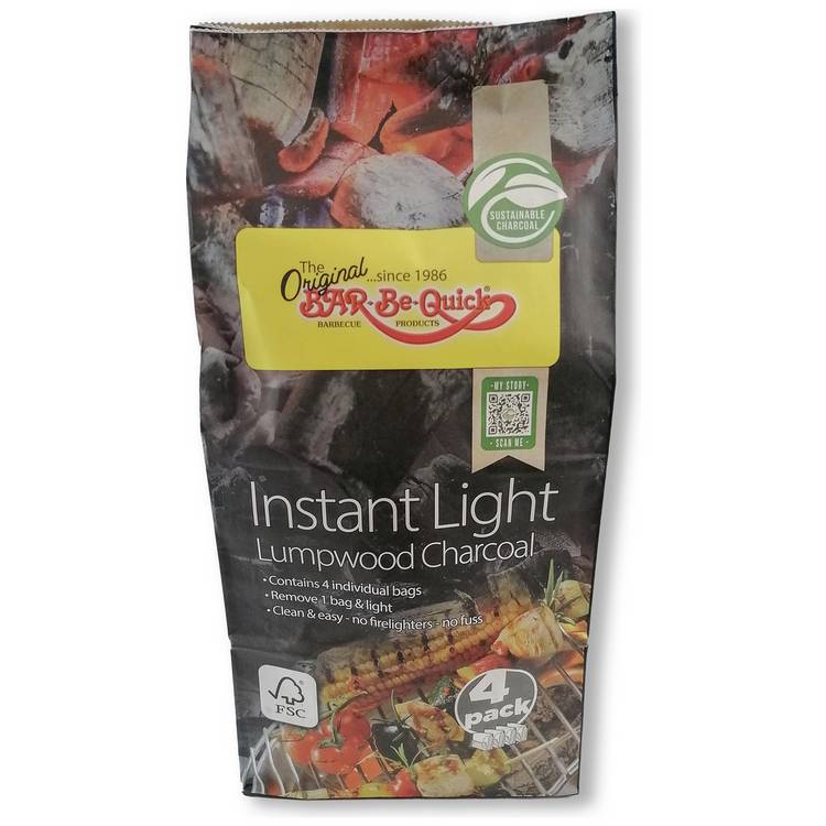 Bar-Be-Quick instant lighting charcoal pack of 4, 5kg, imported from the UK