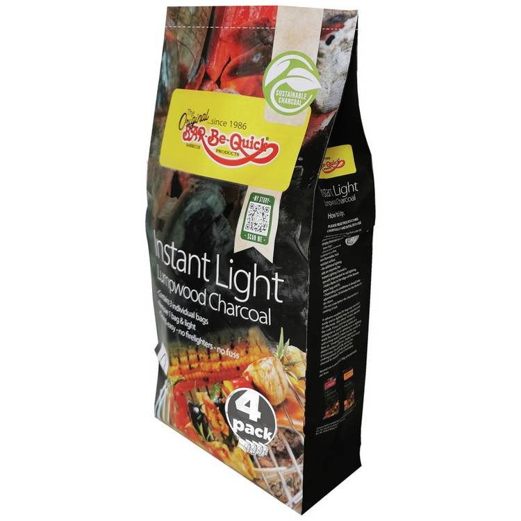 Bar-Be-Quick instant lighting charcoal pack of 4, 5kg, imported from the UK