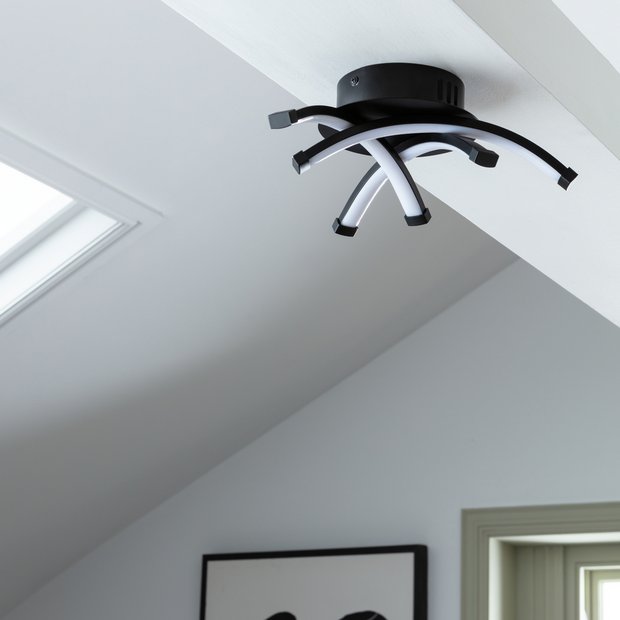 Argos Home black criss cross flush ceiling light 31cm, imported from the UK