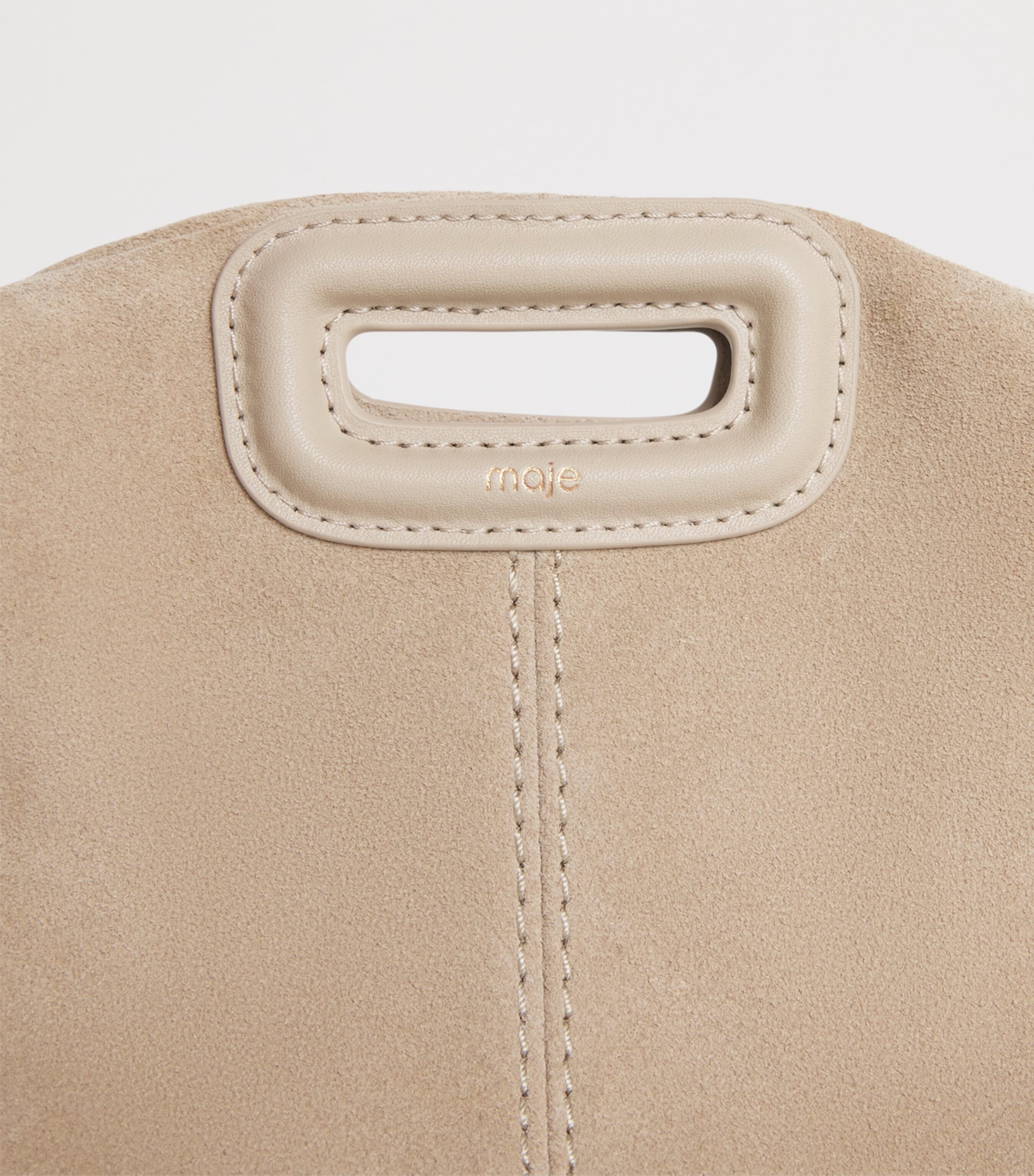 Maje Miss M mini suede shoulder bag with gold-tone hardware, UK version