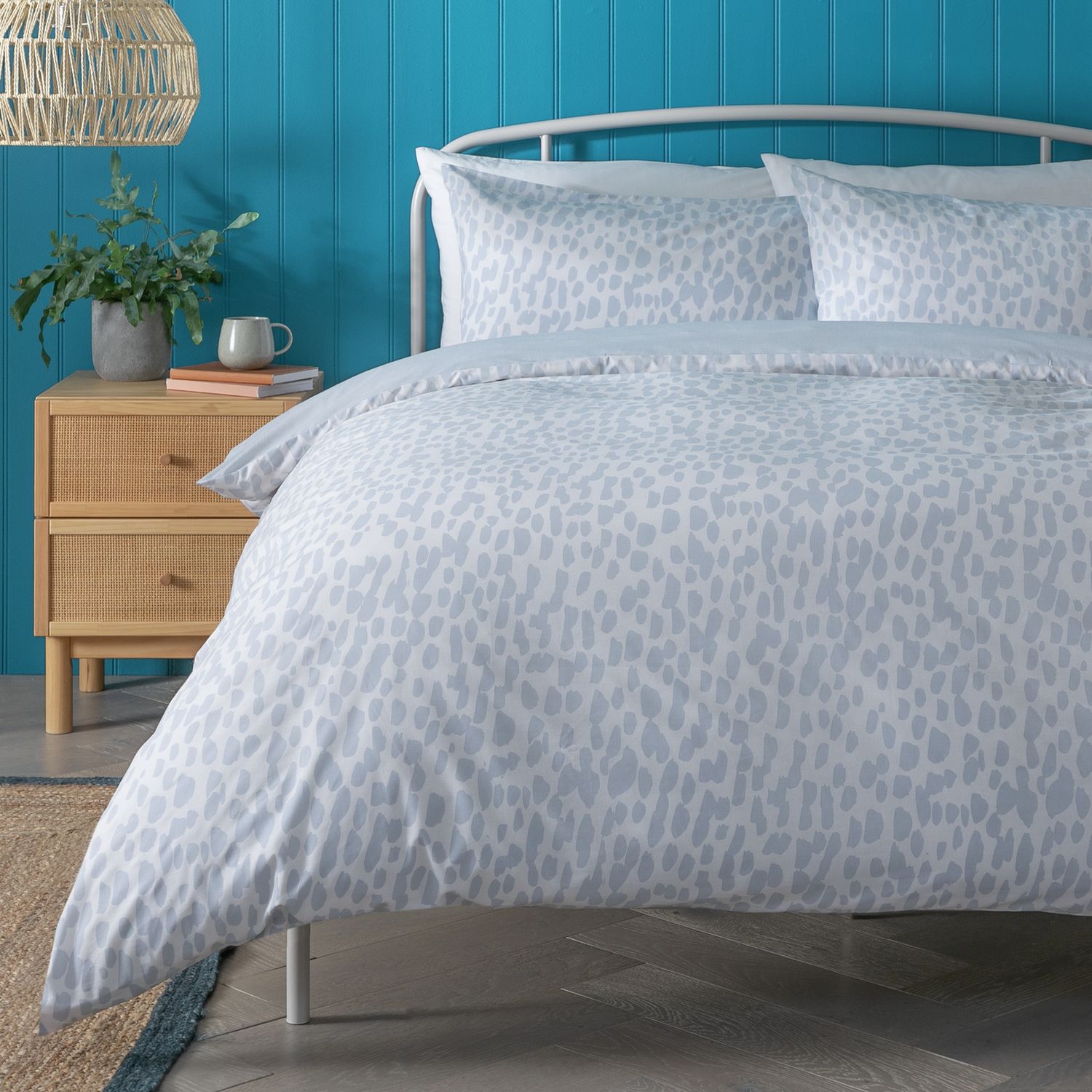 Habitat Brush Strokes Print Bedding Set in eggshell blue, imported from the UK
