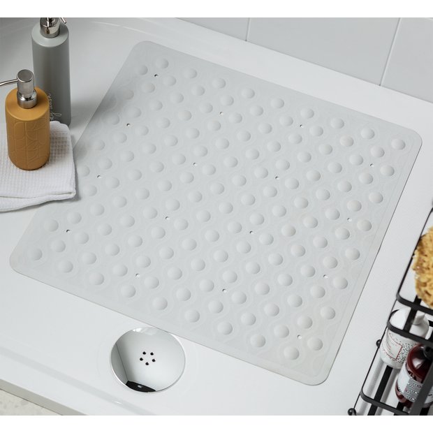 Argos Home rubber shower mat white 54x54cm, imported from the UK