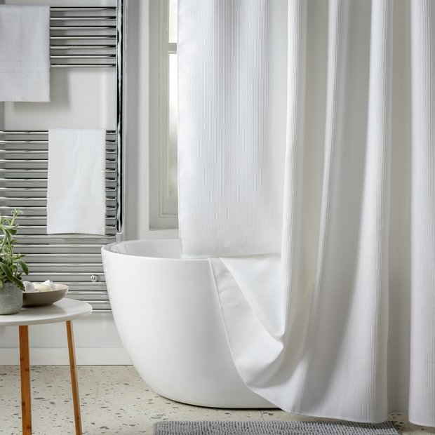 Argos Home white waffle shower curtain - British product