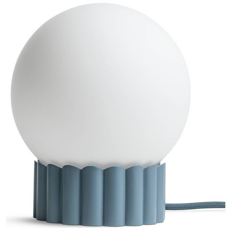 Habitat Ribbed Globe table lamp blue white (British brand)