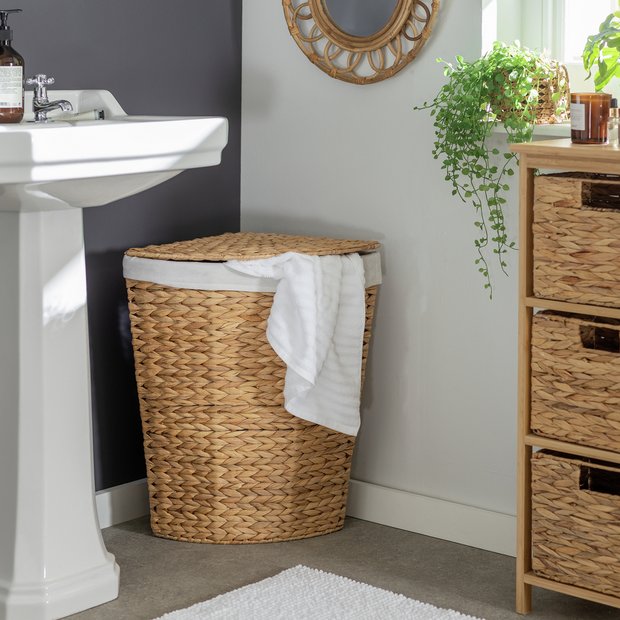 Habitat corner water hyacinth laundry basket 40L, imported from the UK