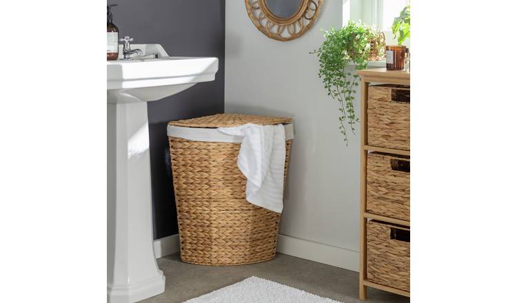 Habitat corner water hyacinth laundry basket 40L, imported from the UK