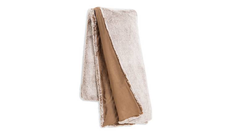 Habitat faux fur throw brown 125x150cm, UK version