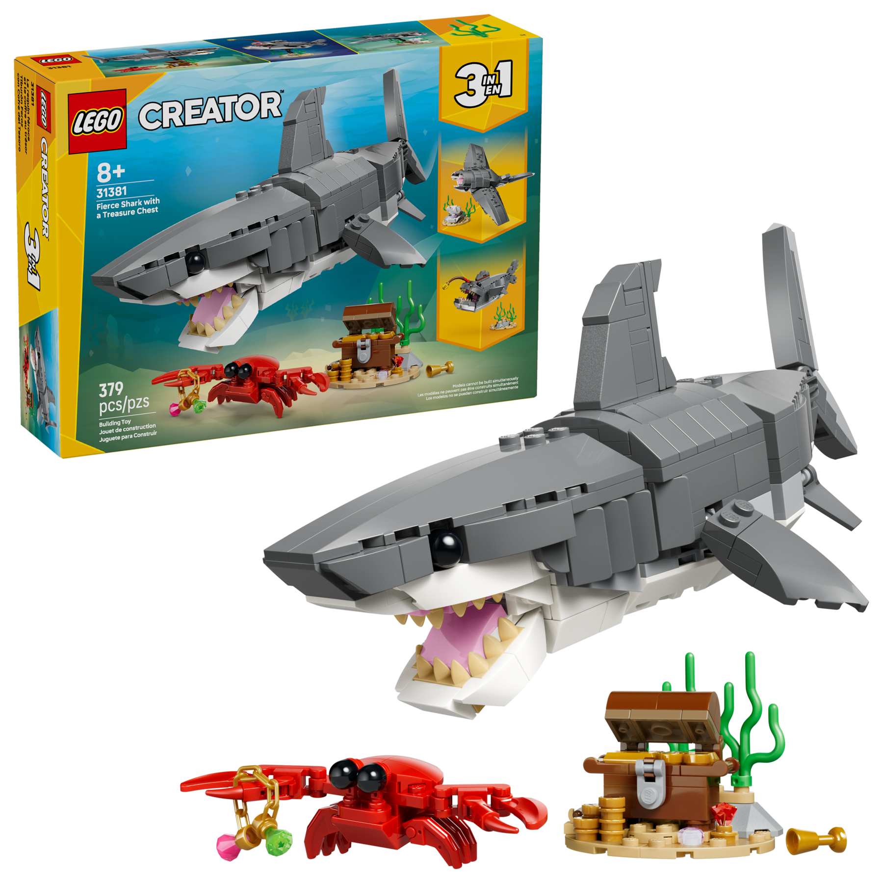 LEGO building toy set Fierce Shark 3in1 379 pieces, imported from the UK