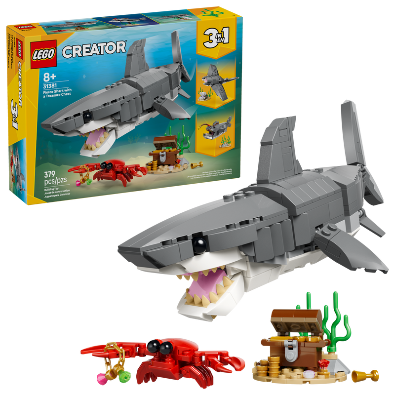 LEGO building toy set Fierce Shark 3in1 379 pieces, imported from the UK