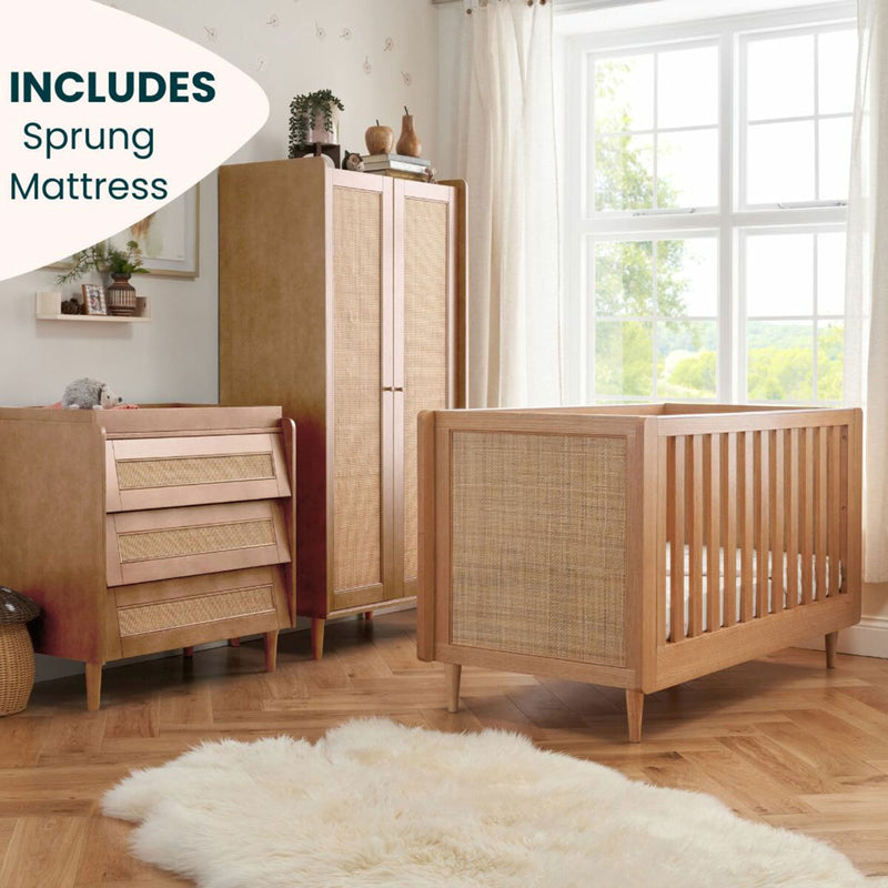 Tutti Bambini Japandi 4 Piece Nursery Set Light Oak (British brand)