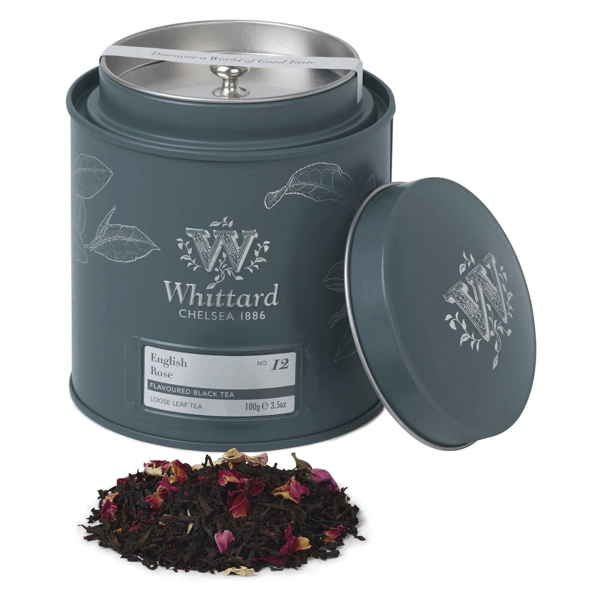 Whittard English Rose loose tea caddy 100g, imported from the UK