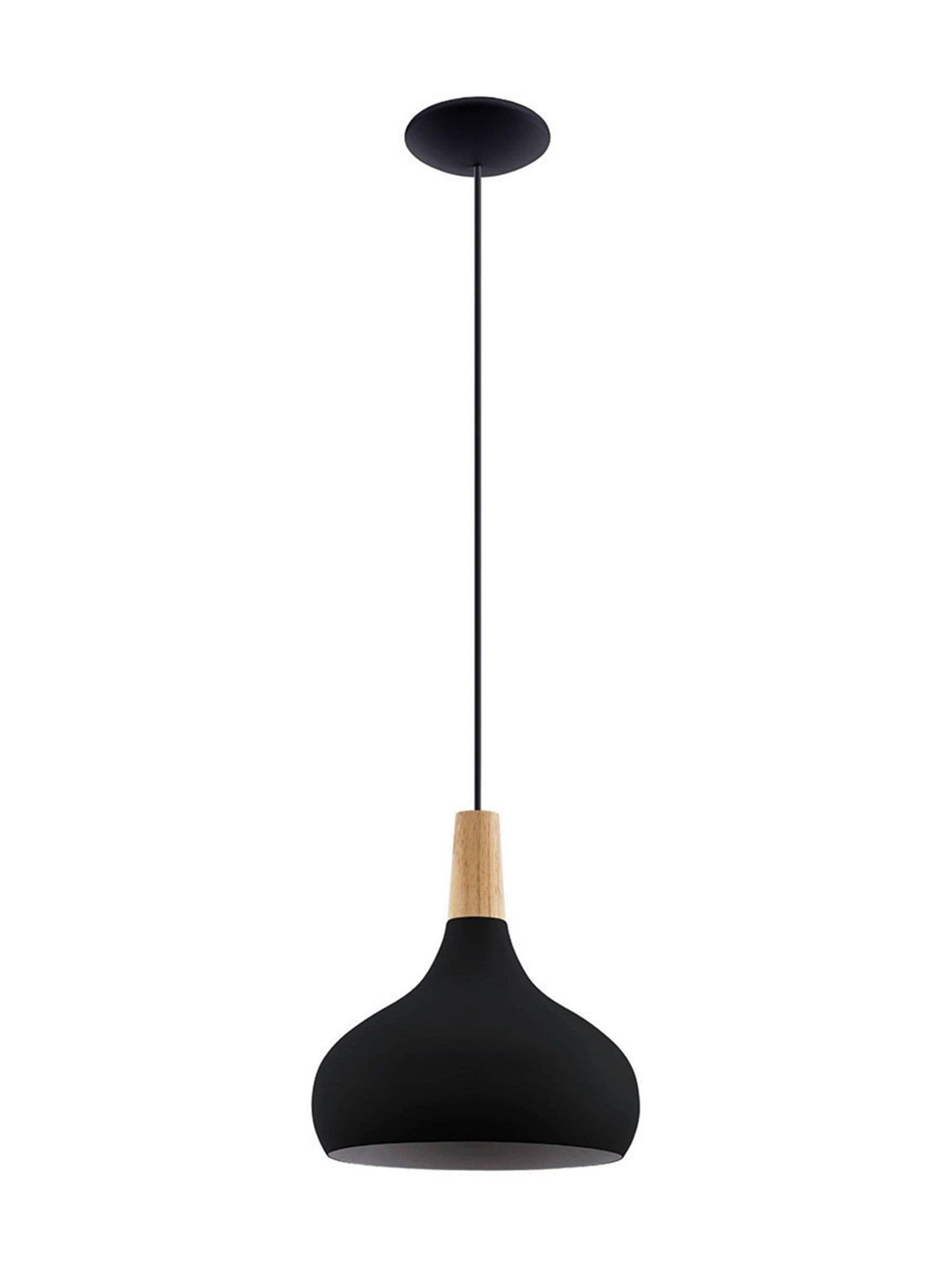 Eglo Sabinar pendant light black metal and wood, UK version