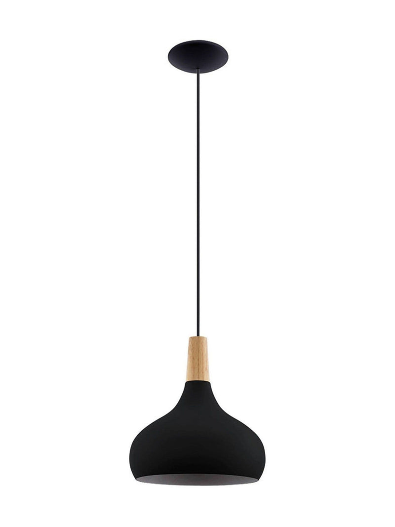 Eglo Sabinar pendant light black metal and wood, UK version