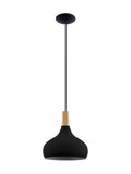 Eglo Sabinar pendant light black metal and wood, UK version