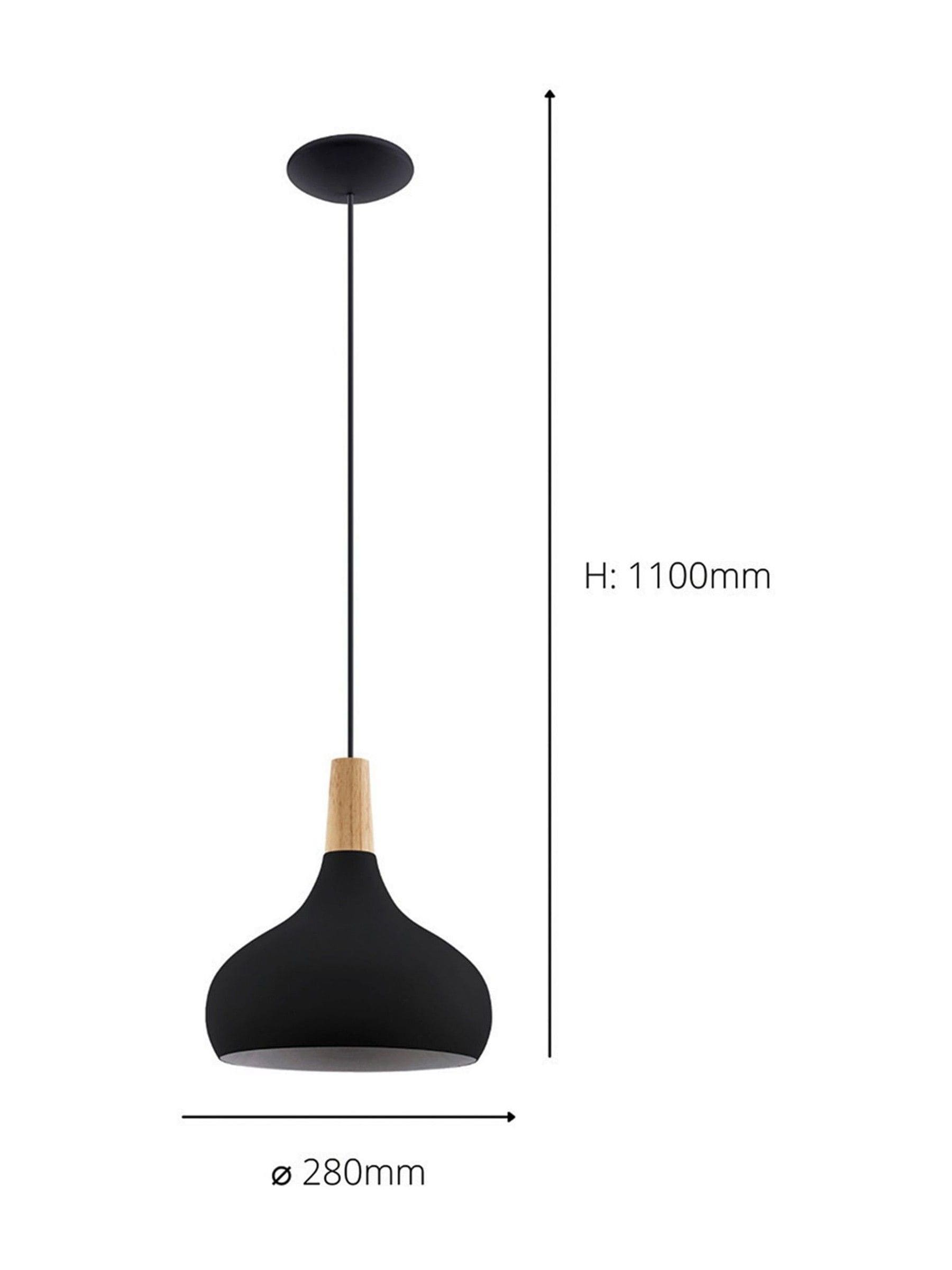 Eglo Sabinar pendant light black metal and wood, UK version