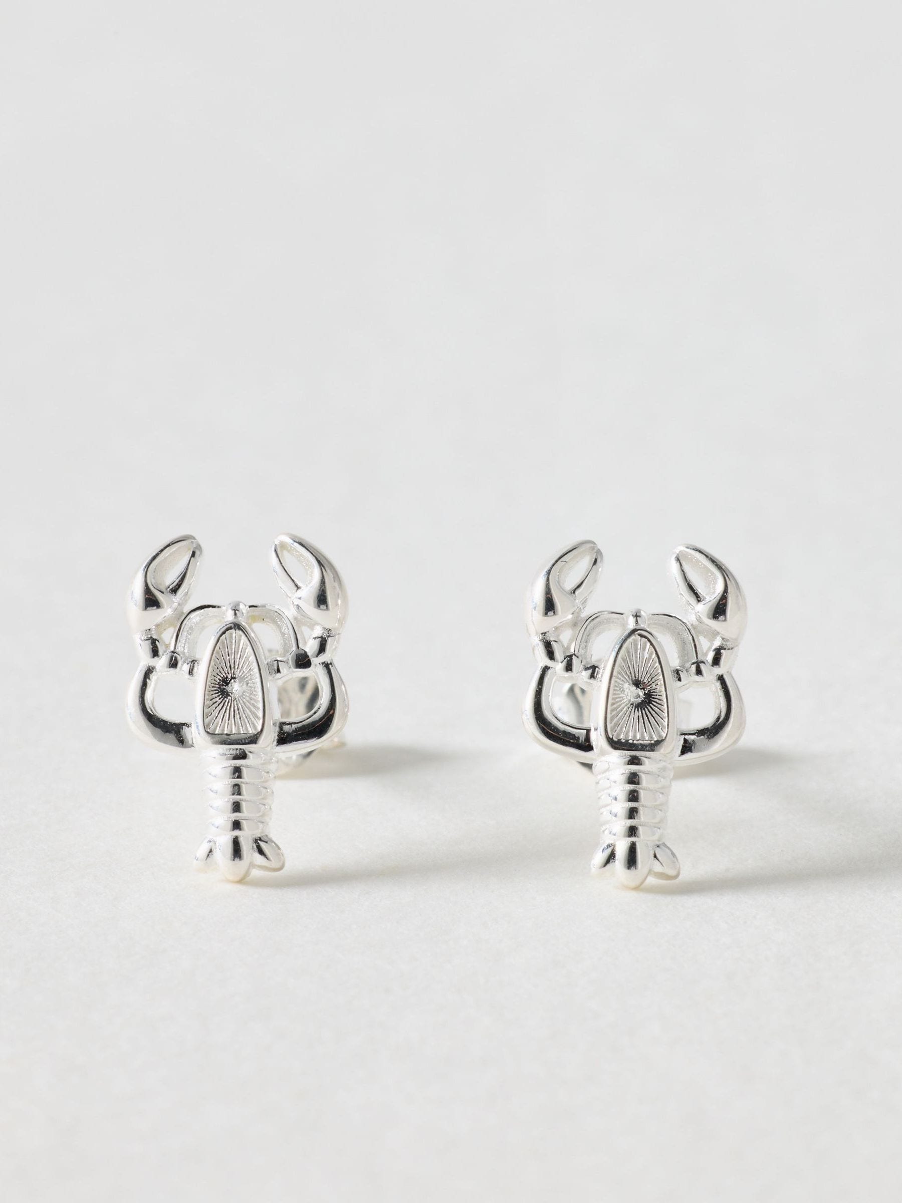 Oliver Bonas Larry Lobster stud earrings silver - British product