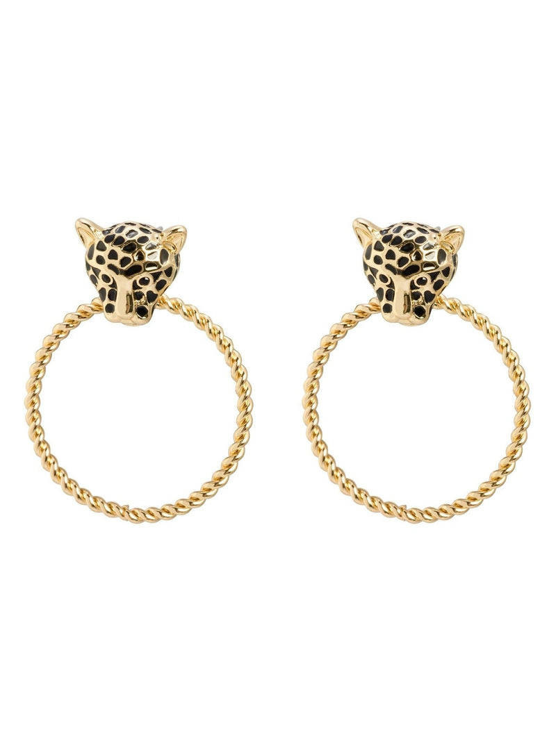 Oliver Bonas gold tone leopard hoop earrings (British brand)