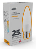 ASDA LED Candle 25W Large Bayonet Lightbulb General Household ASDA   