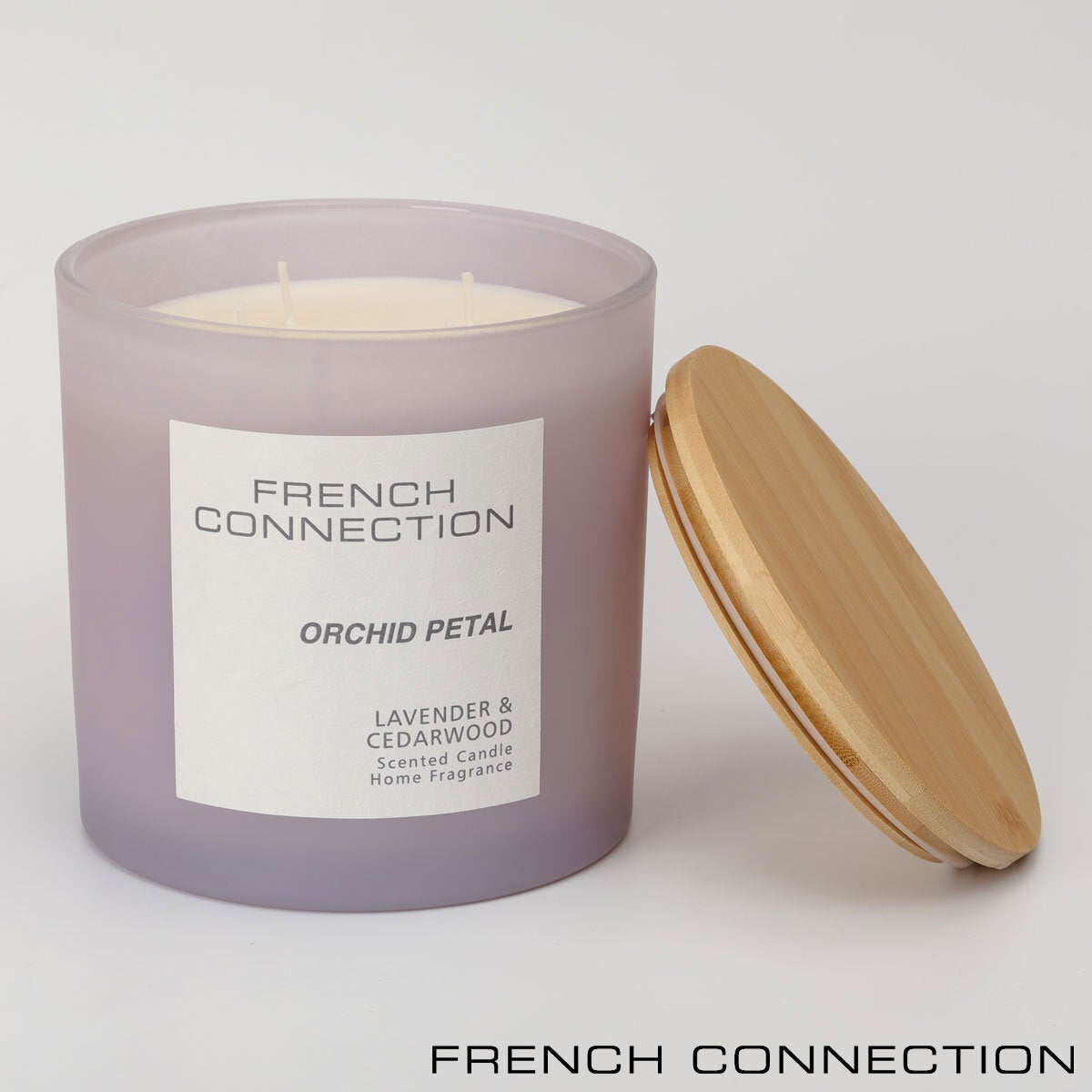 French Connection Pastel Scented Pillar Candle with Linen White or Orchid Petal fragrances 1.5kg - British product