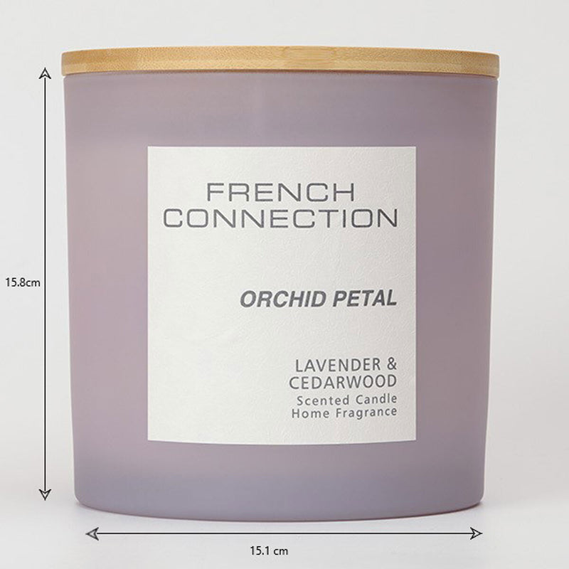 French Connection Pastel Scented Pillar Candle with Linen White or Orchid Petal fragrances 1.5kg - British product