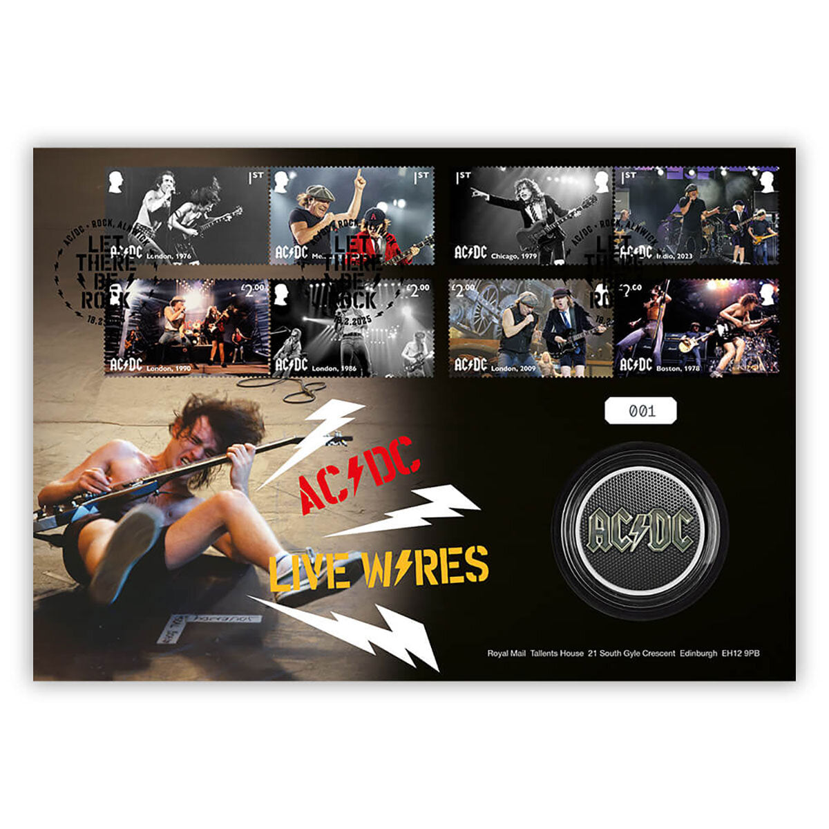 Royal Mail AC/DC stamps and medal cover limited edition - British product